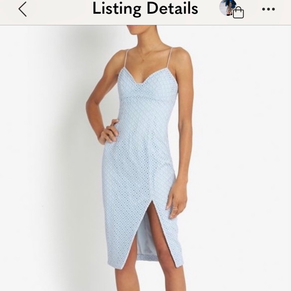 Nicholas for Intermix Geometric Lace Blue Dress